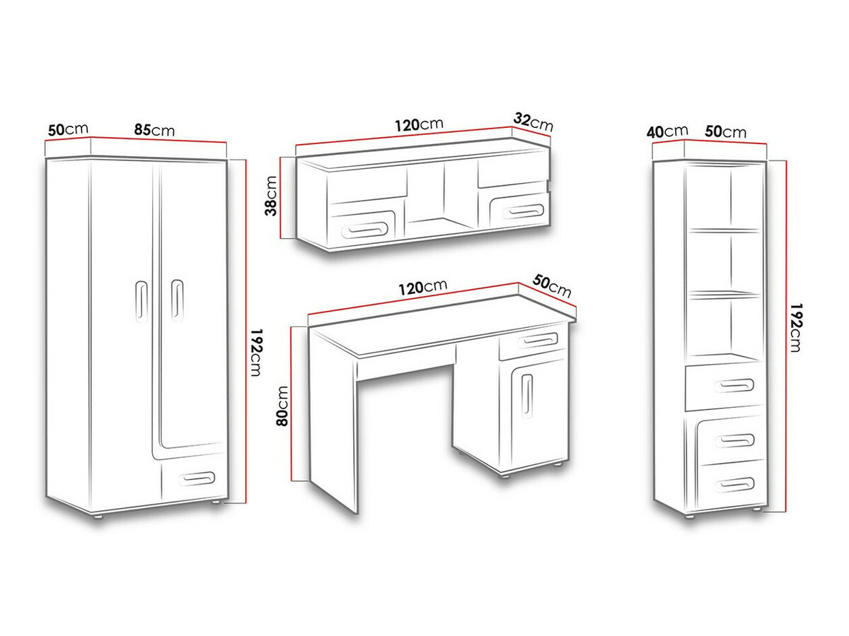 Conjuntos para quartos de criança Levtala 120 (Antracite + Branco + Rosa)