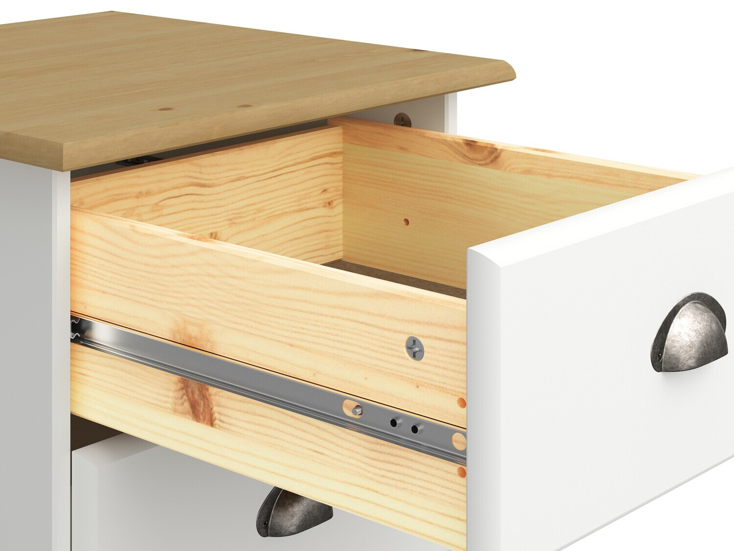 Mesa de cabeceira Denton 1427 (Branco + Madeira clara)