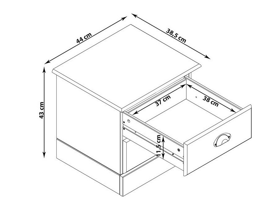 Mesa de cabeceira Denton 1427 (Branco + Madeira clara)