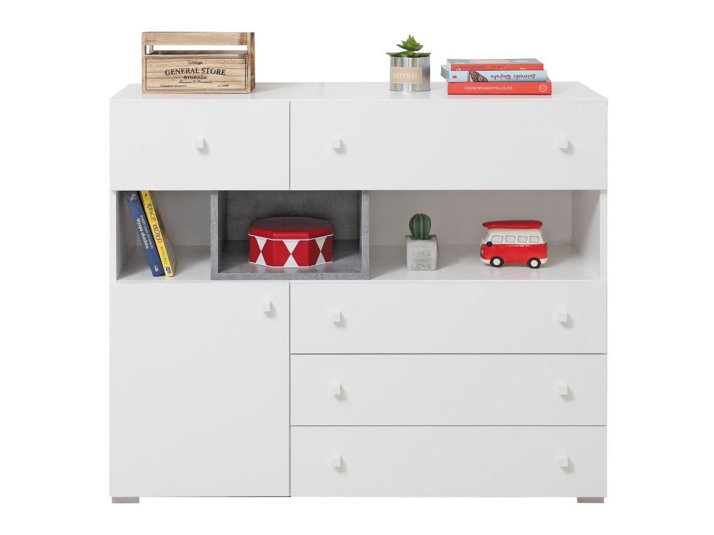 Cómoda Omaha J111 (Branco + Cimento)