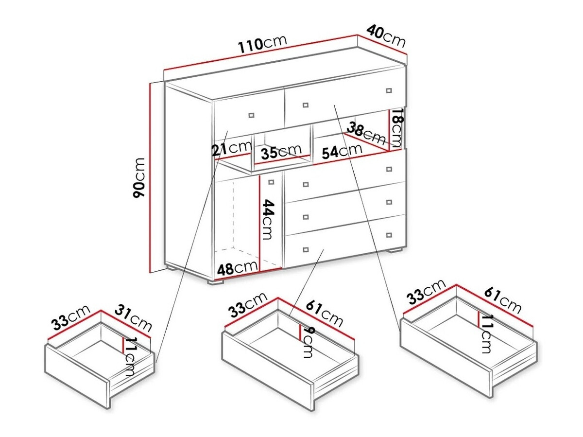 Cómoda Omaha J111 (Branco + Cimento)