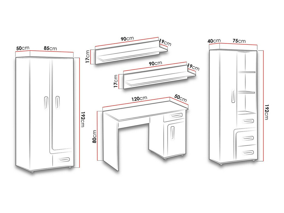 Conjuntos para quartos de criança Levtala 122 (Antracite + Branco + Rosé)