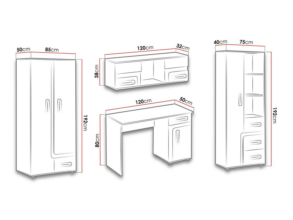 Conjuntos para quartos de criança Levtala 124 (Antracite + Branco + Rosé)