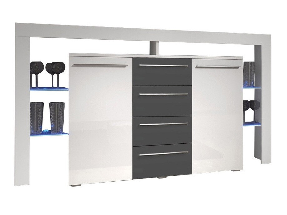 Cómoda Aestas (Branco + Cinzento brilhante)