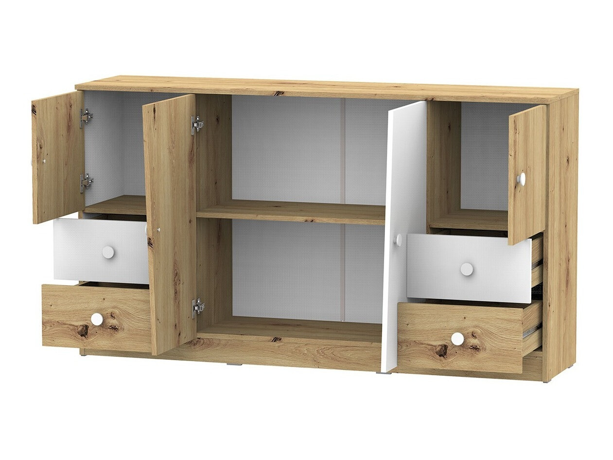 Cómoda Almira 105 (Carvalho Artisan + Branco)