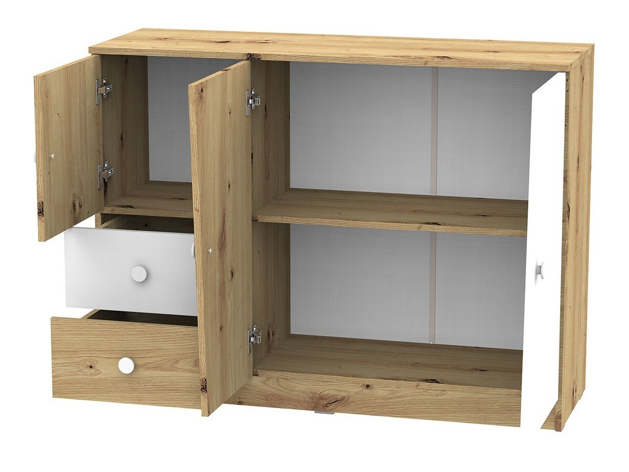 Cómoda Almira 106 (Carvalho Artisan + Branco)