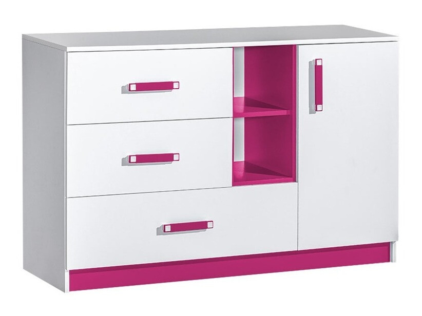 Cómoda Sorviru 101 (Branco + Rosa)