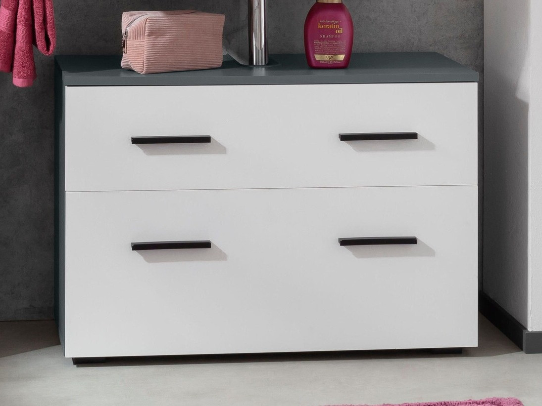 Armário com lavatório de apoio próprio para casa de banho Larlori 101 (Antracite + Branco)