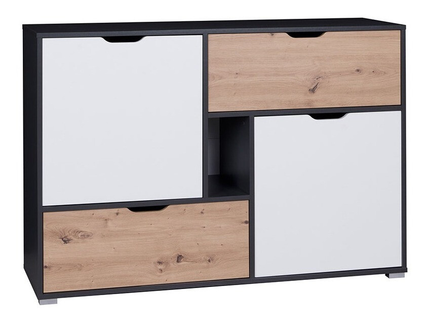 Cómoda Providence H103 (Grafite + Carvalho Artisan + Branco)