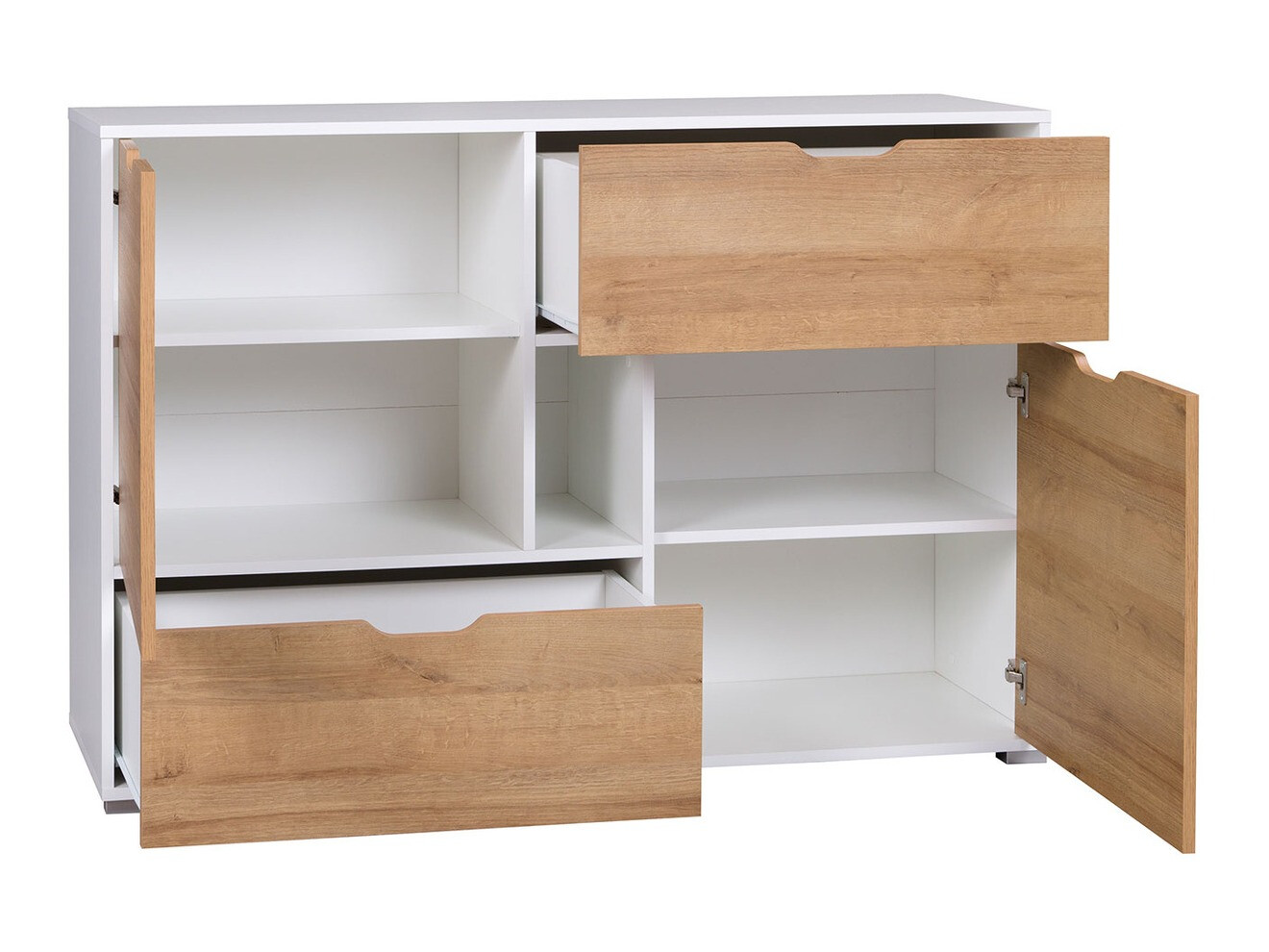 Cómoda Providence H103 (Grafite + Carvalho Artisan + Branco)