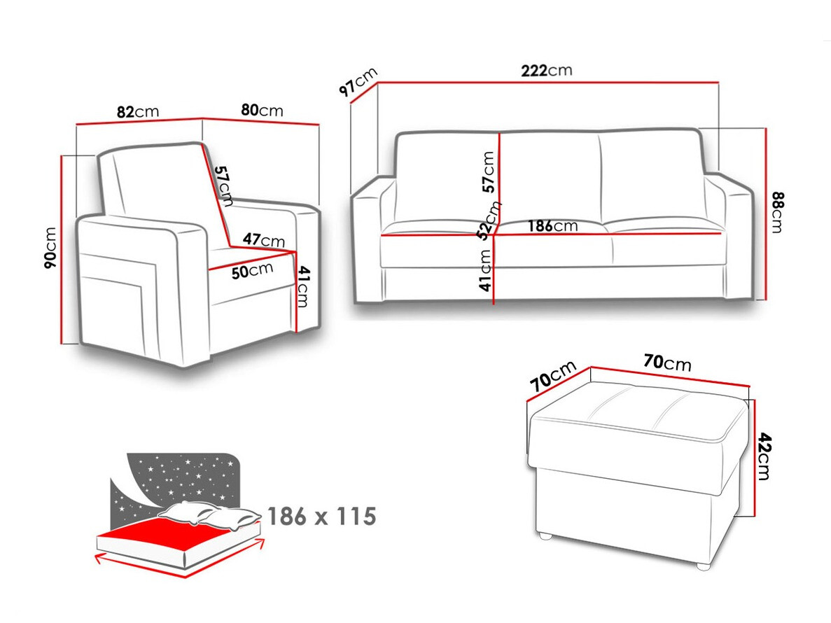 Conjunto de mobiliário com estofo Donum