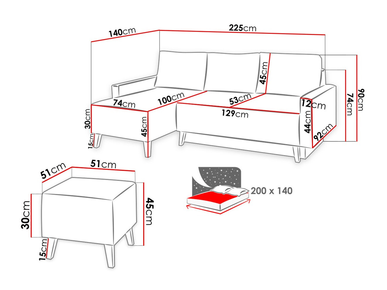 Conjunto de mobiliário com estofo Etrmoru 137