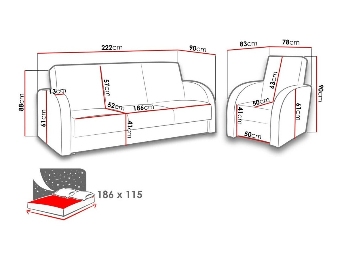 Conjunto de mobiliário com estofo Providence 173 (Soft 066 + Kreta 07)