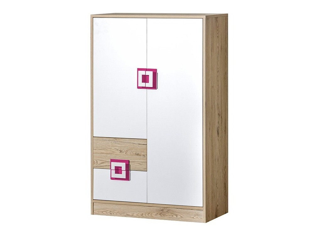 Cómoda Balvire 108 (Carvalho claro + Branco + Rosa)