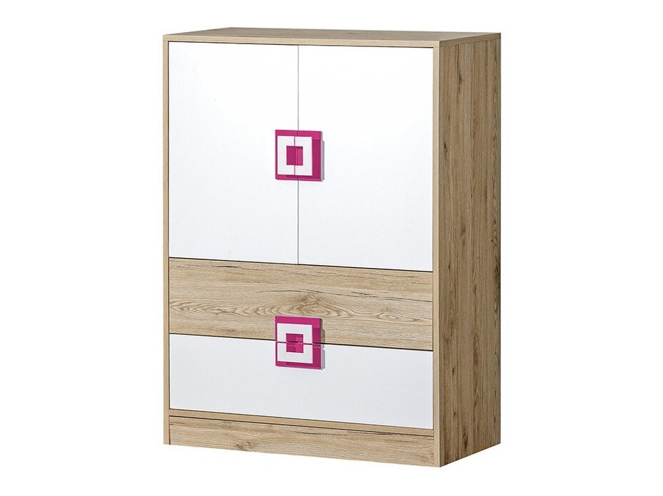 Cómoda Balvire 109 (Carvalho claro + Branco + Rosa)