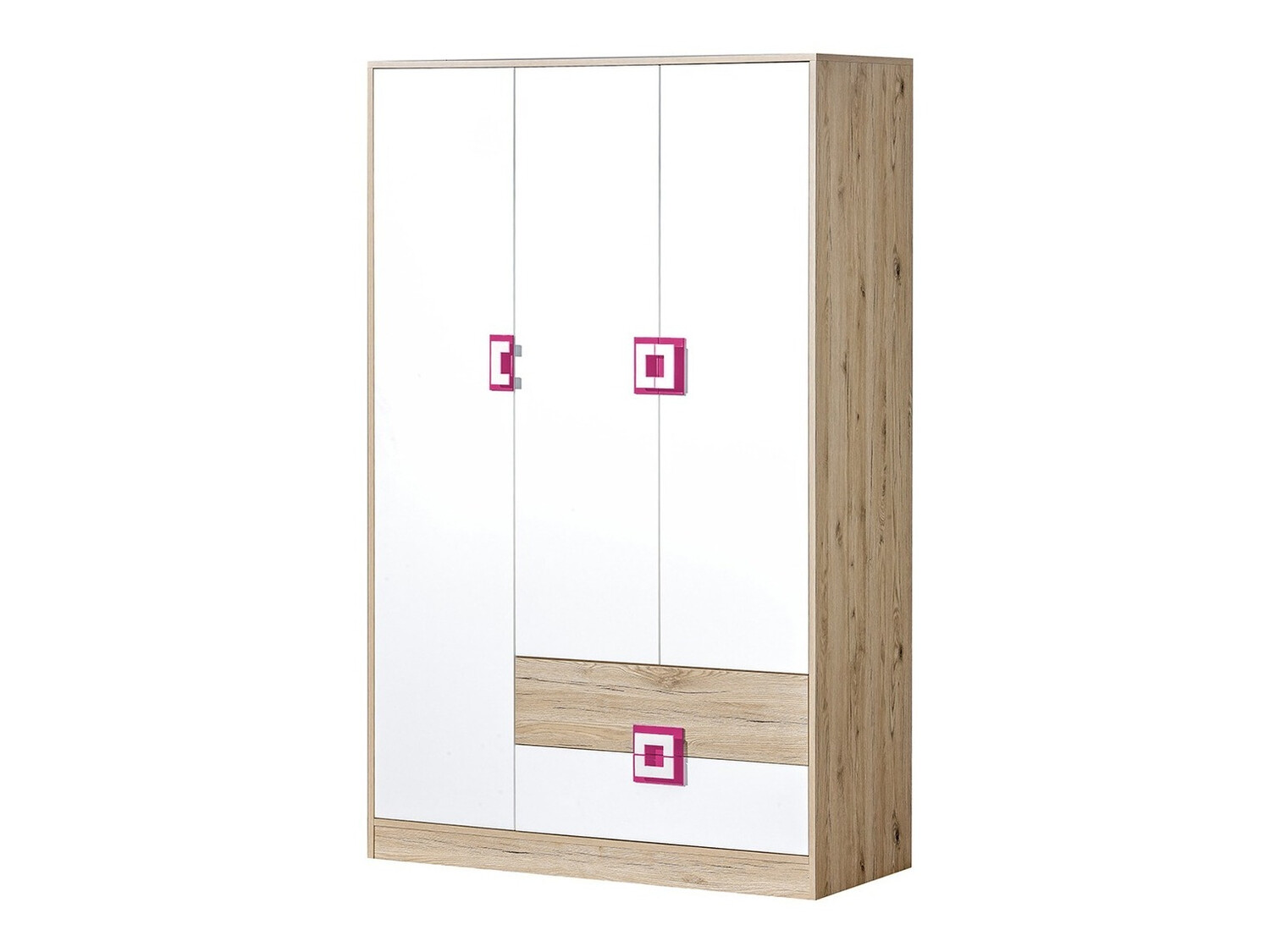 Roupeiro Balvire 104 (Carvalho claro + Branco + Rosa)
