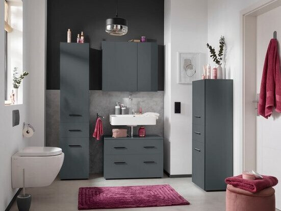 Armário de casa de banho de chão para lavatório Larlori 103 (Antracite)