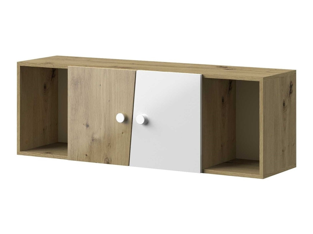 Armário suspenso Mirelbu 111 (Carvalho Artisan + Branco brilhante)