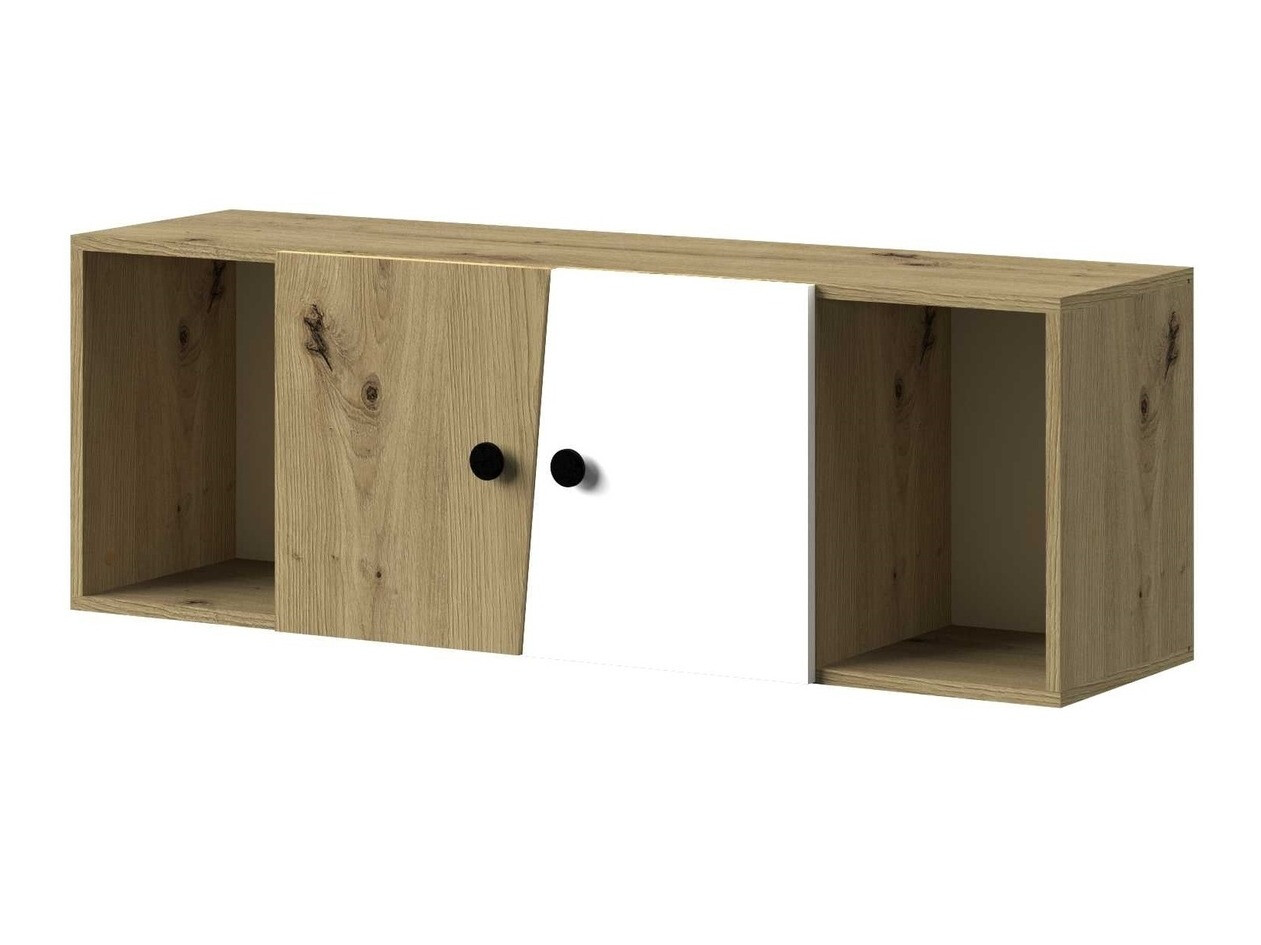 Armário suspenso Mirelbu 111 (Carvalho Artisan + Branco + Preto)