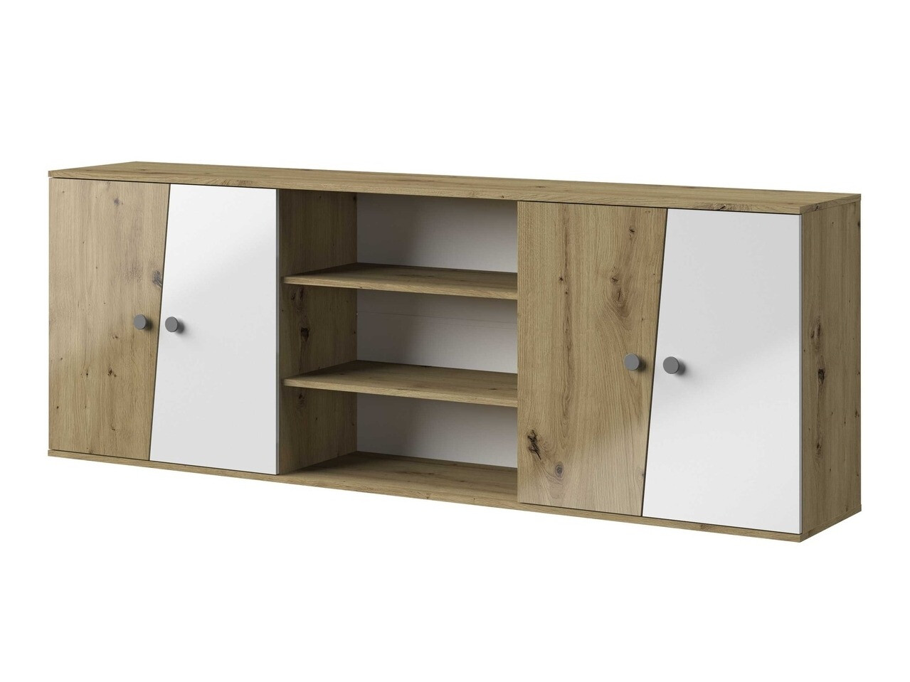 Armário suspenso Mirelbu 115 (Carvalho Artisan + Branco brilhante + Cinzento)