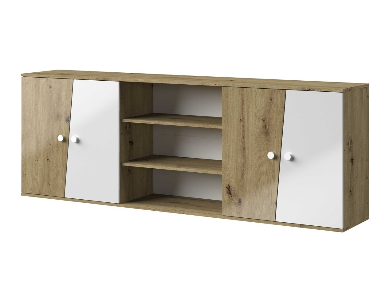 Armário suspenso Mirelbu 115 (Carvalho Artisan + Branco brilhante)