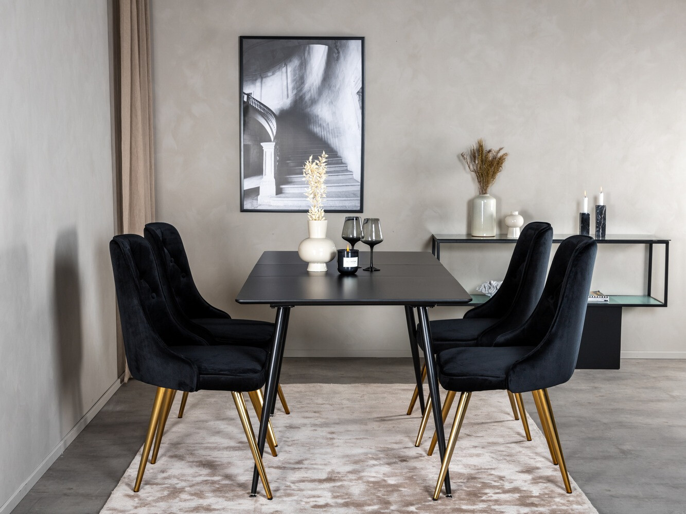 Conjunto para refeições Dallas 1522 (Preto + Dourado)