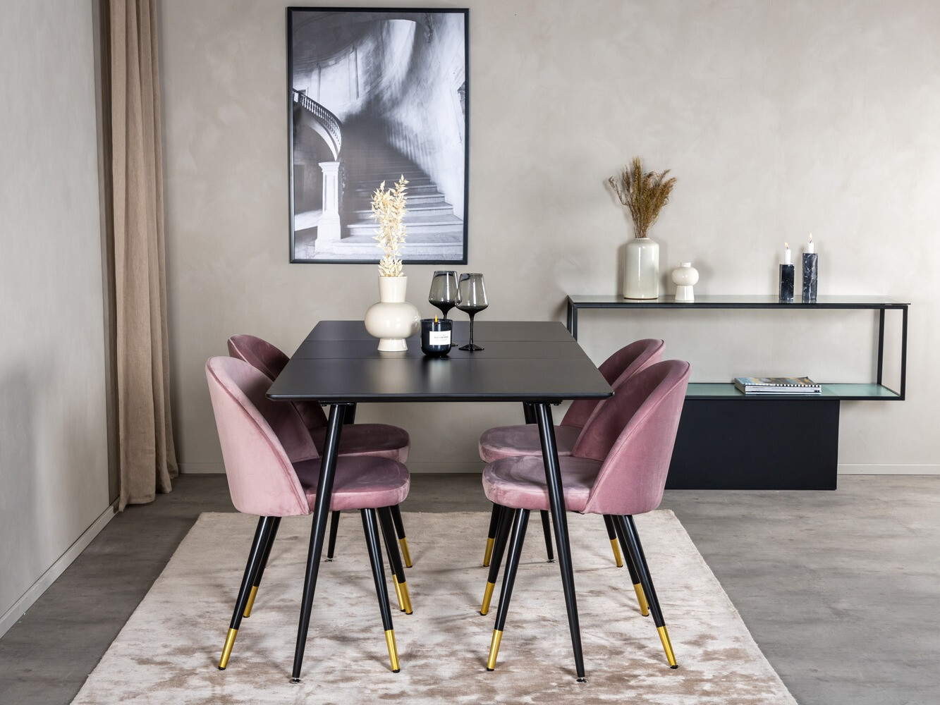 Conjunto para refeições Dallas 1526 (Rosa + Preto)