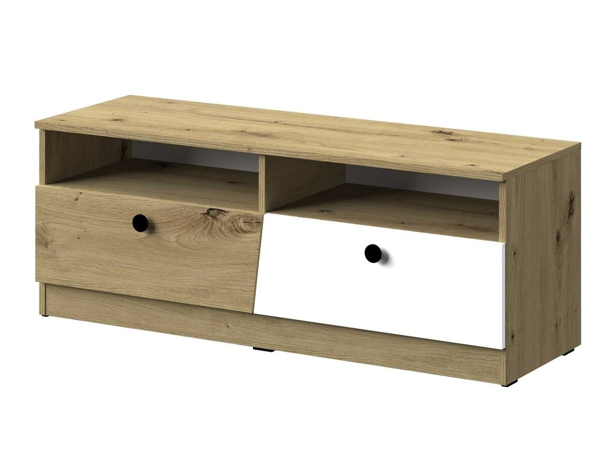 Móvel de TV Mirelbu 107 (Carvalho Artisan + Branco + Preto)