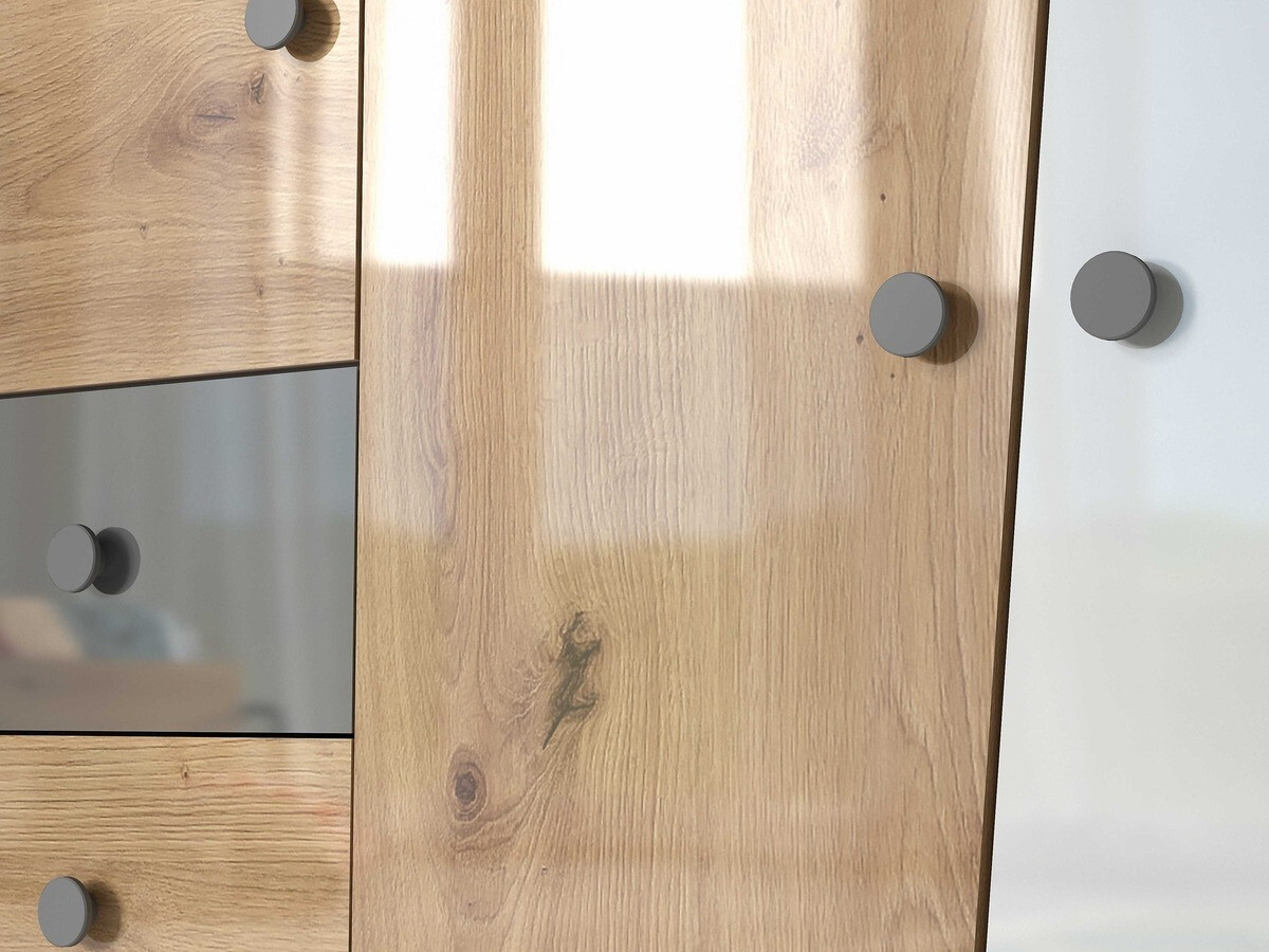 Roupeiro Mirelbu 102 (Carvalho Artisan + Branco brilhante)