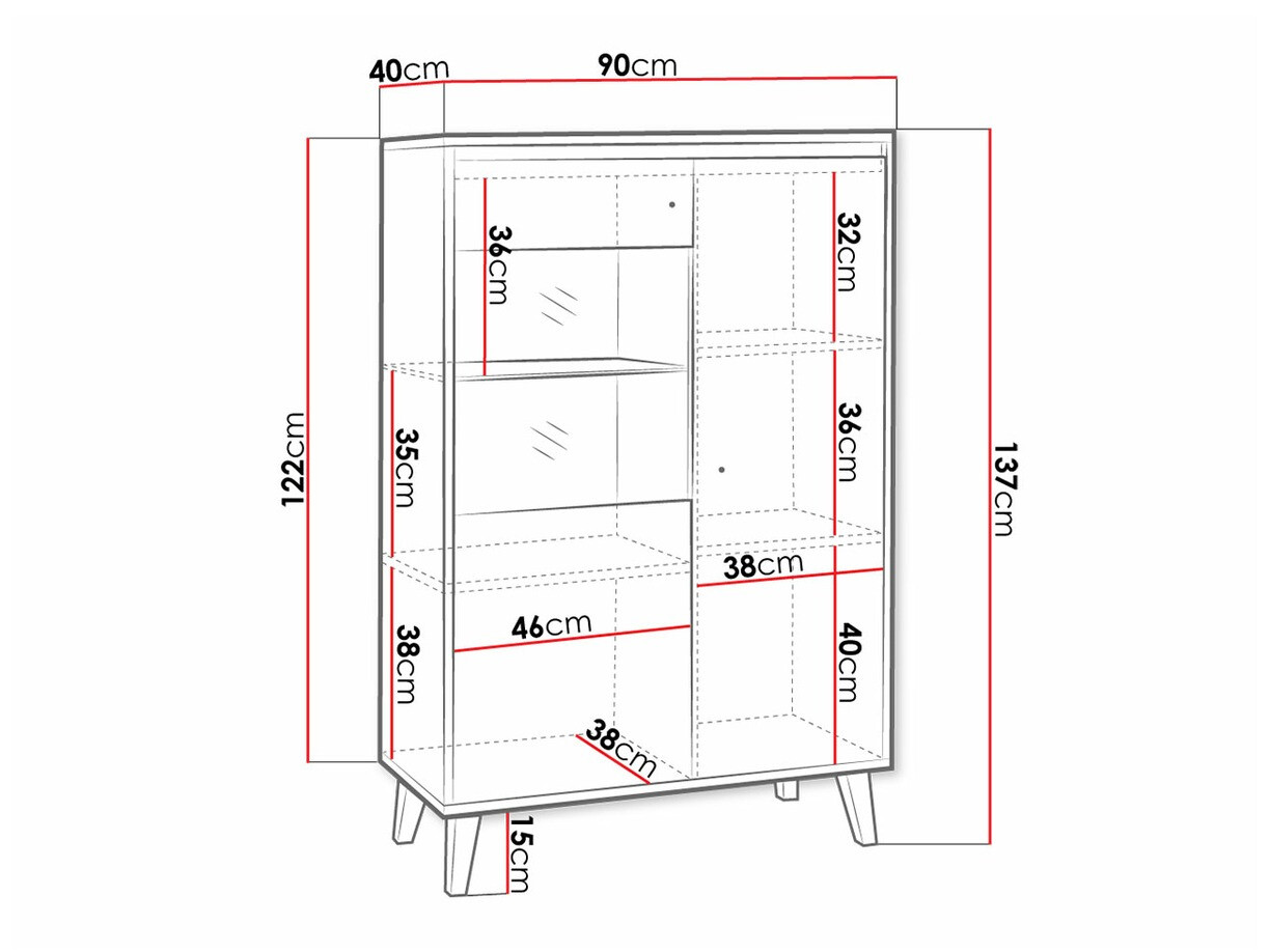 Aparador Delbene 108 (Carvalho San Remo claro + Mate branco)