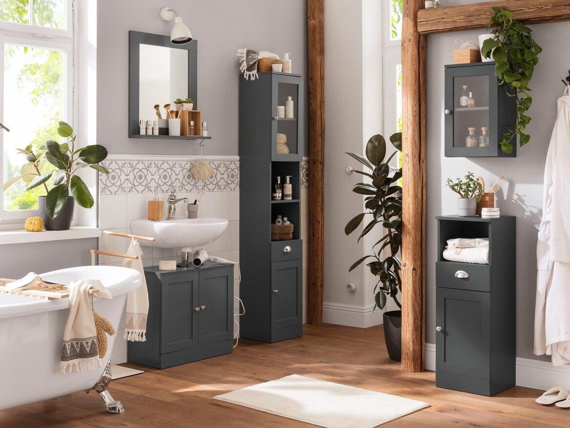 Armário colocado para casa de banho Elmvene 103 (Cinzento)