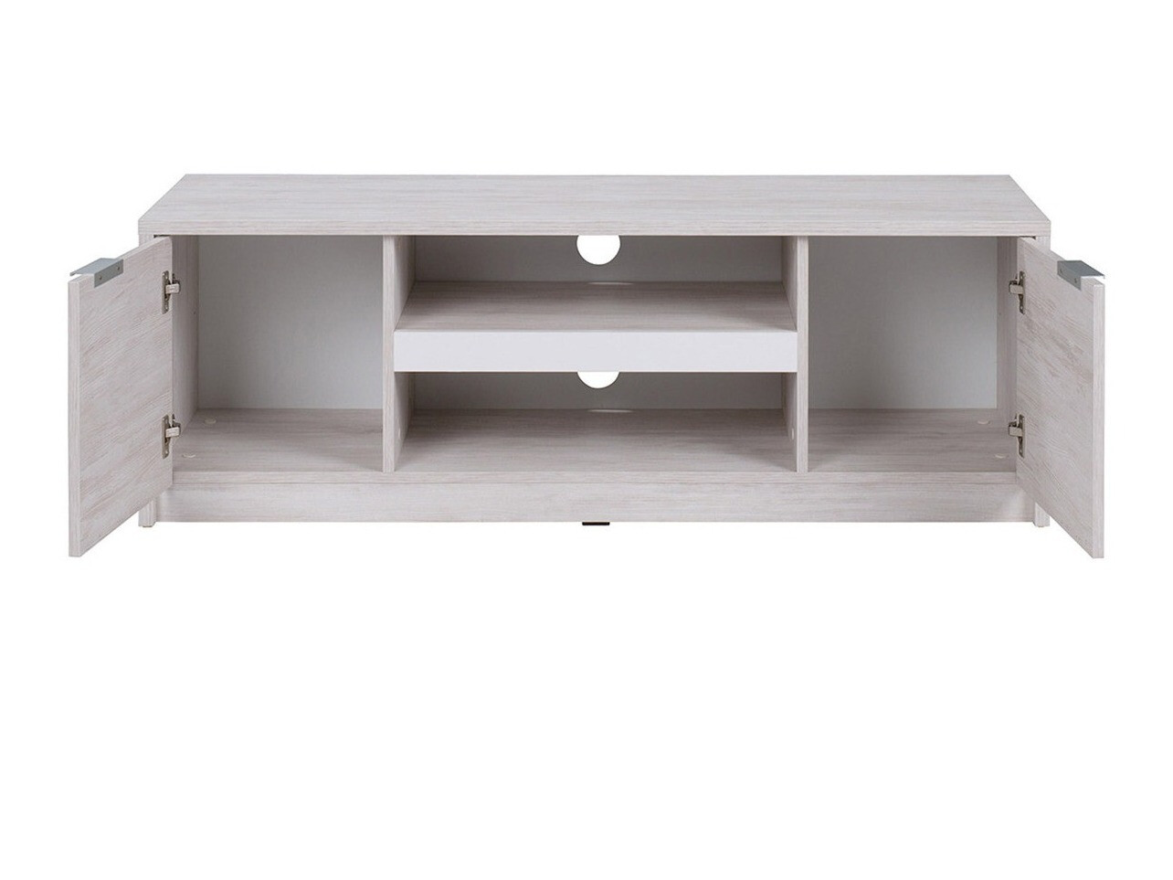 Conjunto para sala de estar Fivelbo 114 (Carvalho branqueado + Branco brilhante)