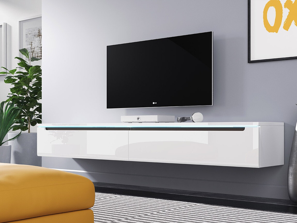 Móvel de TV Sarasota 114 (Branco + Branco brilhante)