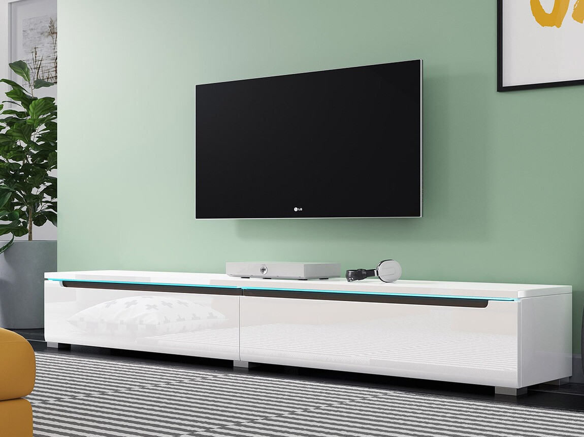 Móvel de TV Sarasota 114 (Branco + Branco brilhante)