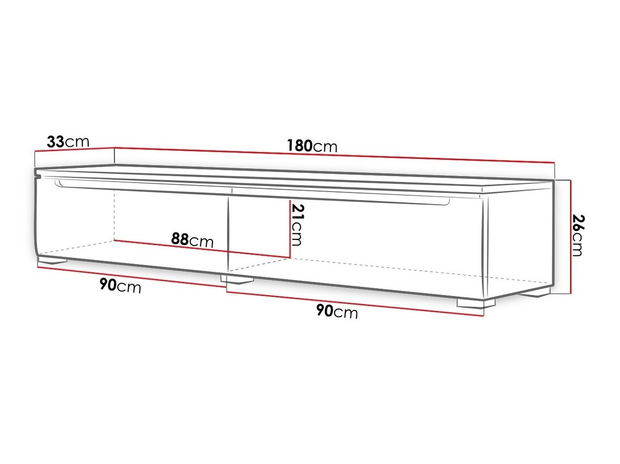 Móvel de TV Sarasota 114 (Branco + Branco brilhante)