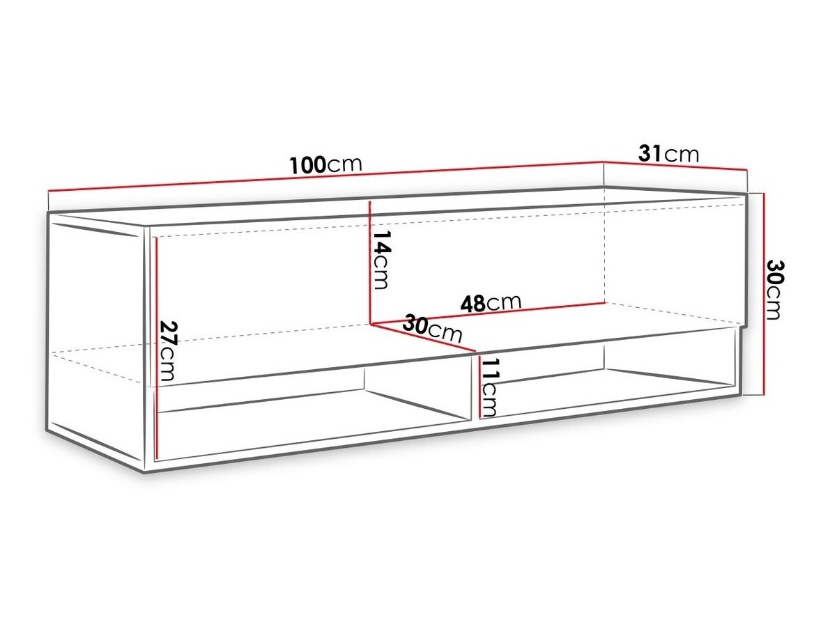 Móvel de TV Sarasota 117 (Branco + Cinzento brilhante)