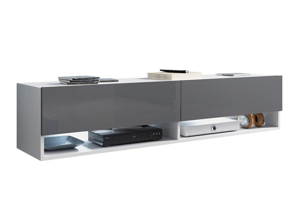 Móvel de TV Sarasota 118 (Branco + Cinzento brilhante)