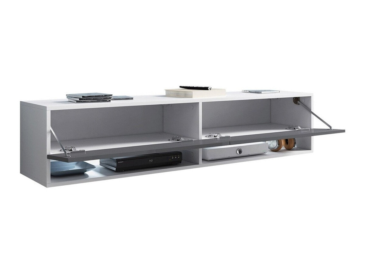 Móvel de TV Sarasota 118 (Branco + Cinzento brilhante)