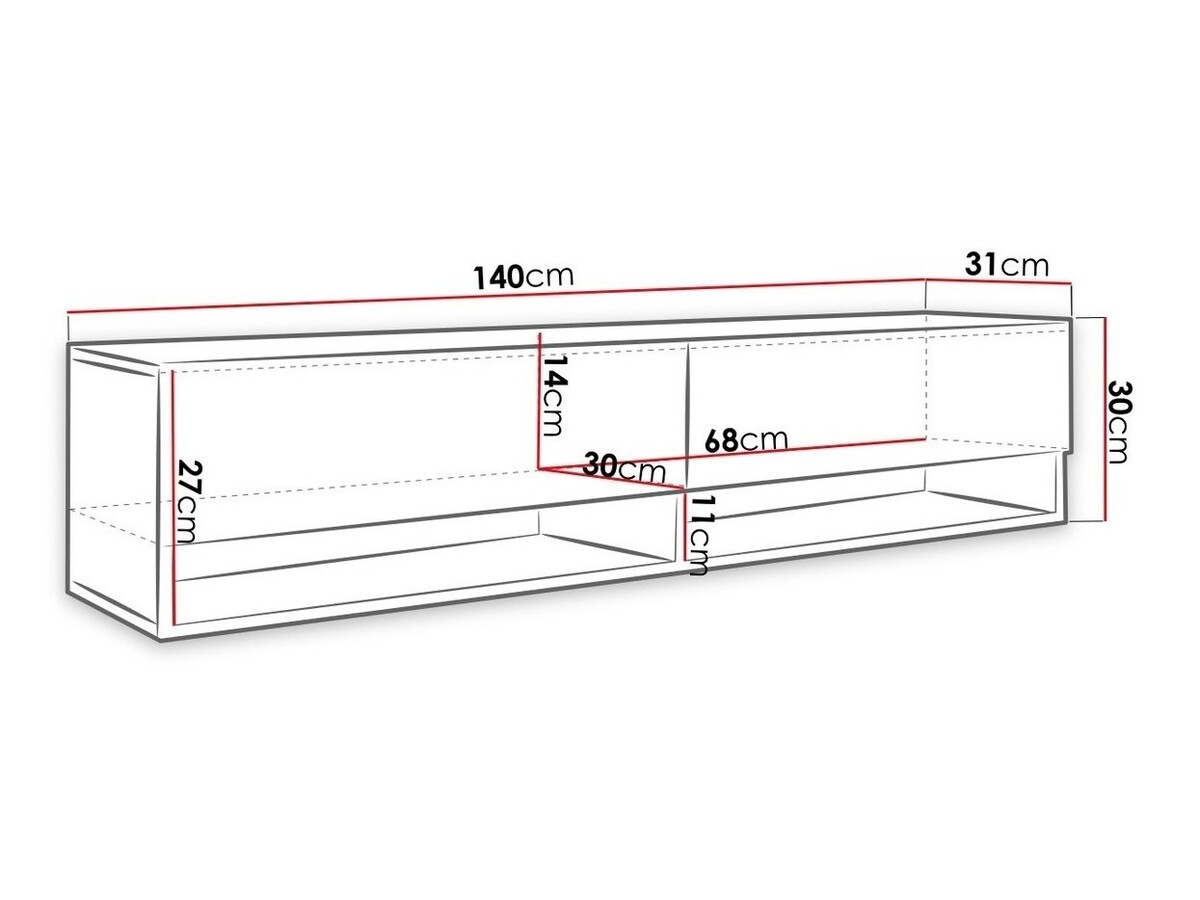 Móvel de TV Sarasota 118 (Branco + Cinzento brilhante)