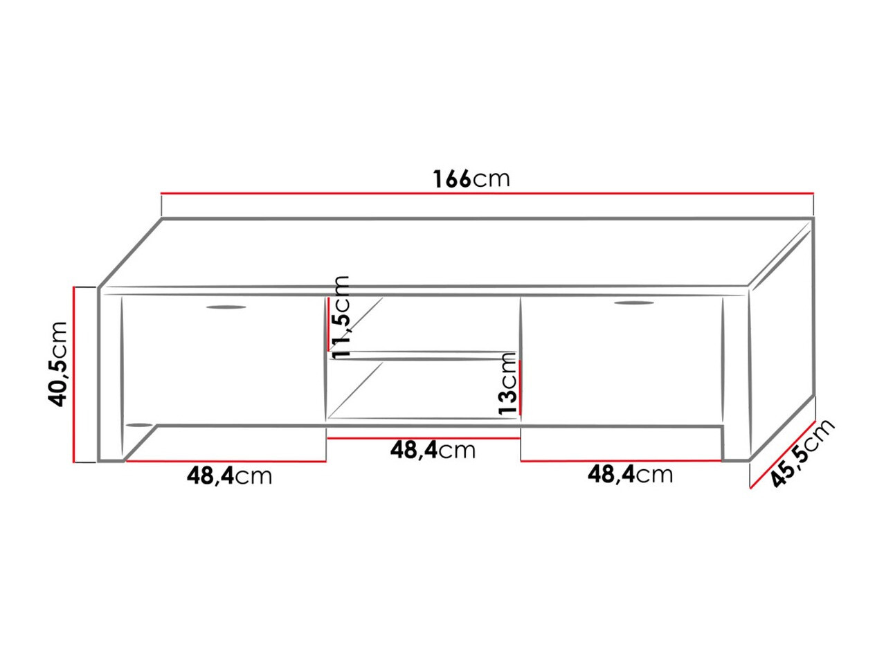 Móvel de TV Uva II (Branco + Branco brilhante)