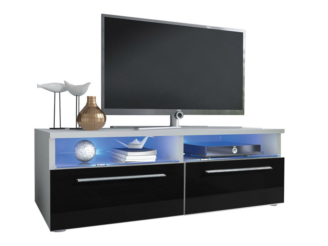 Móvel de TV Nashville 105 (Branco + Preto brilhante)