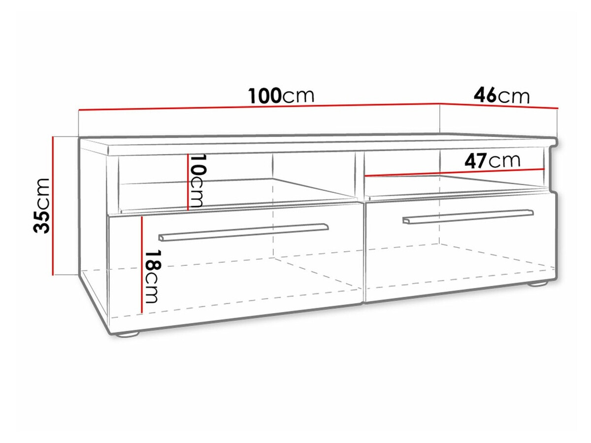 Móvel de TV Nashville 105 (Branco + Preto brilhante)