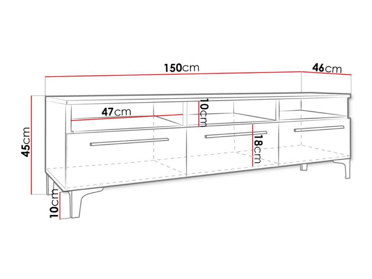 Móvel de TV Nashville 117 (Branco + Preto brilhante)