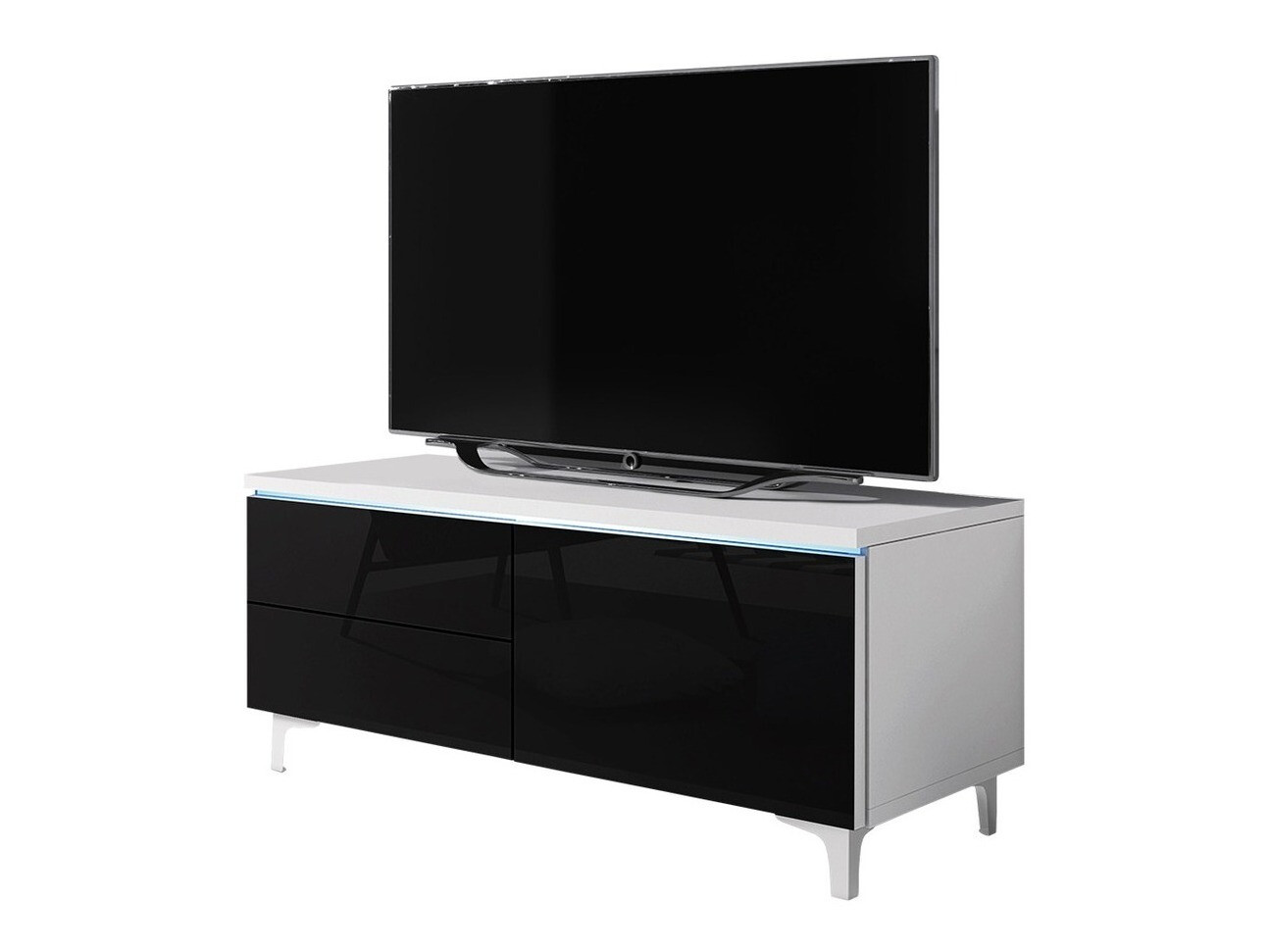 Móvel de TV Nashville 119 (Branco + Preto brilhante)