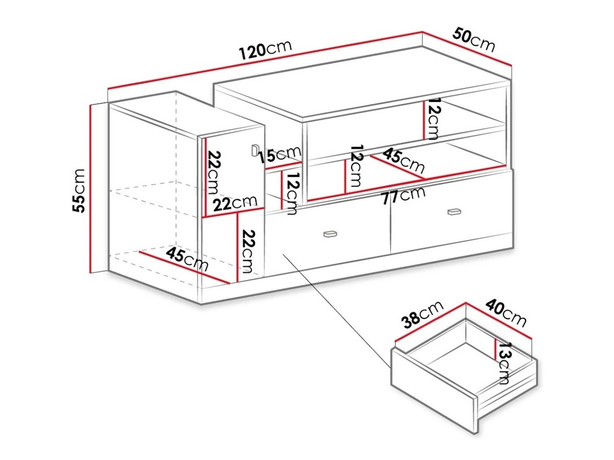 Móvel de TV Omaha E111 (Branco + Turquesa)