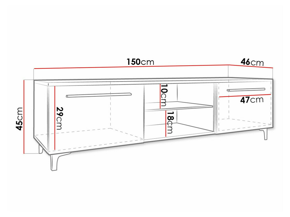 Móvel de TV Uva V (Branco + Cinzento brilhante)