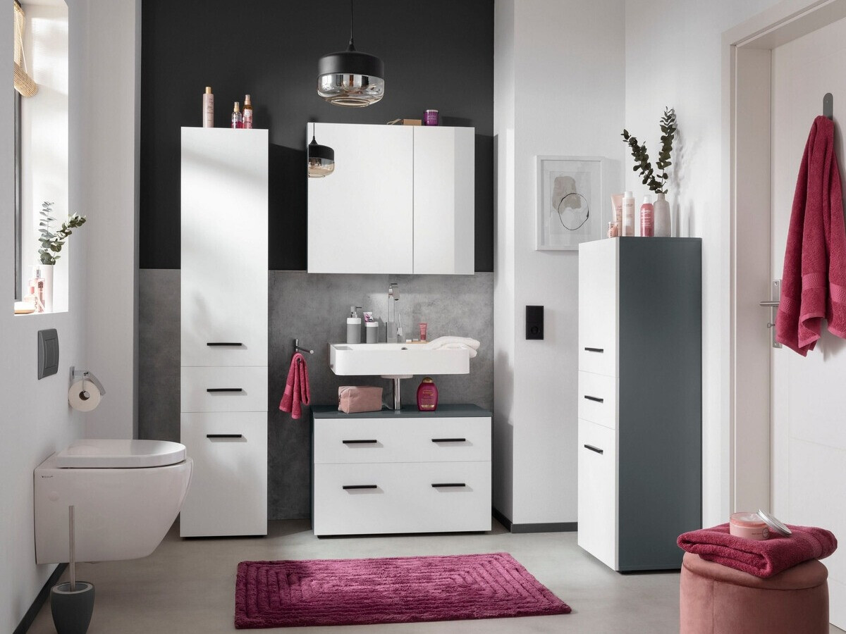 Armário colocado para casa de banho Larlori 102 (Antracite + Branco)