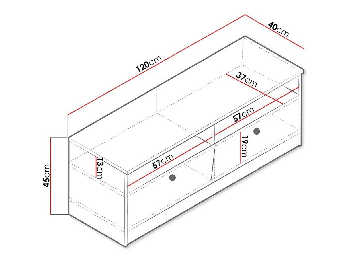 Móvel de TV Almira 107 (Carvalho Artisan + Branco)