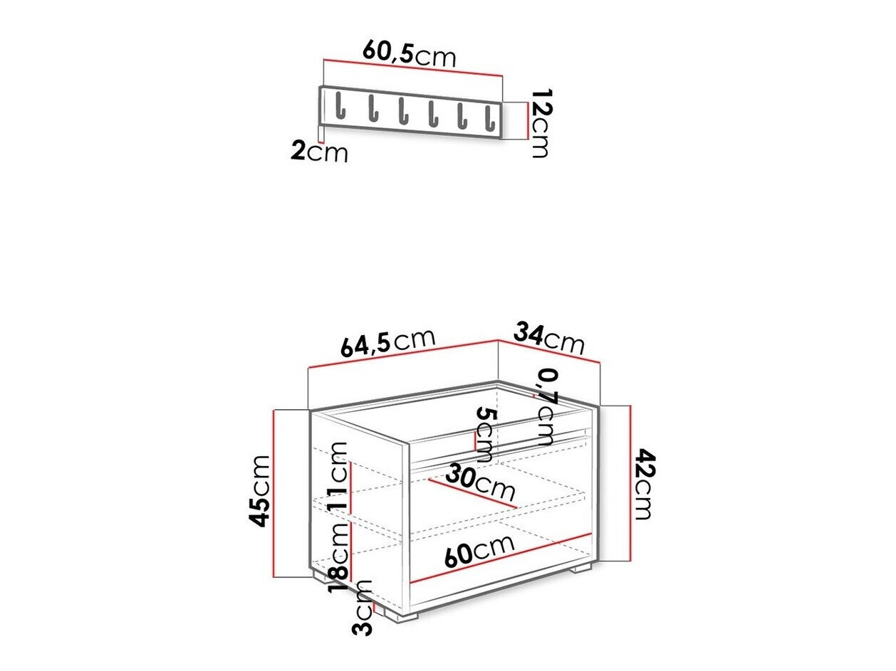 Conjunto para corredor Comfivo Pinus V (Branco + Soft 017)