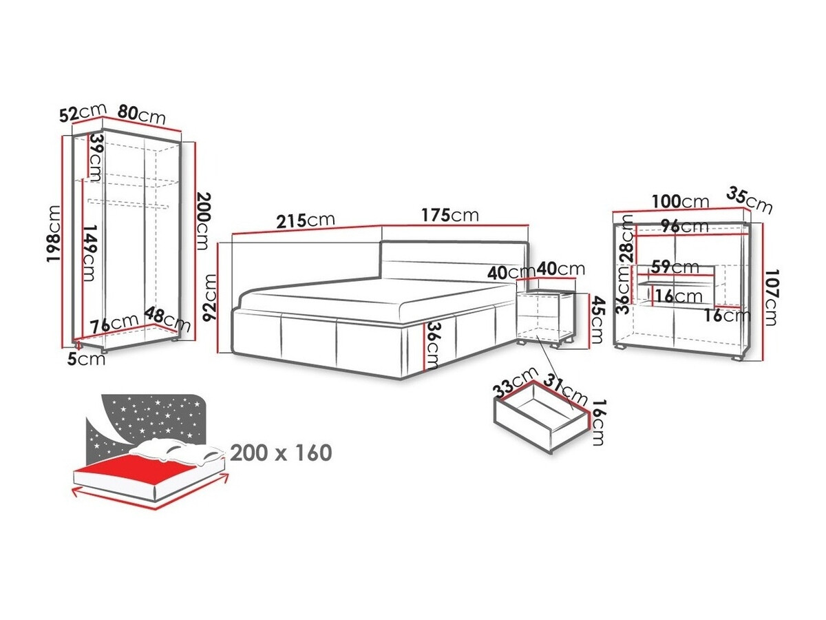 Conjunto para quarto Tivdalu 130 (Eco couro Soft 020)